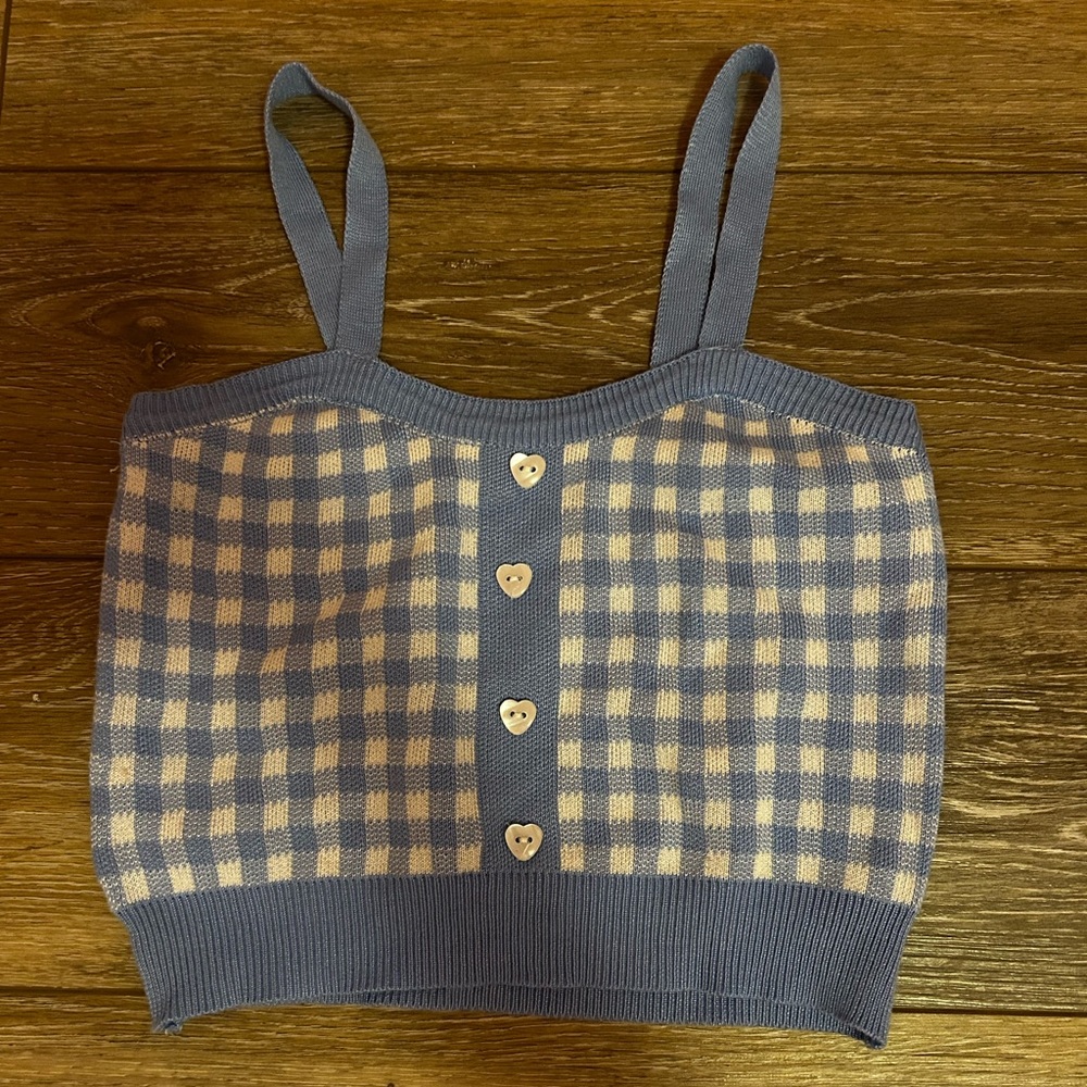 Yesstyle blue and white checkered tank top
